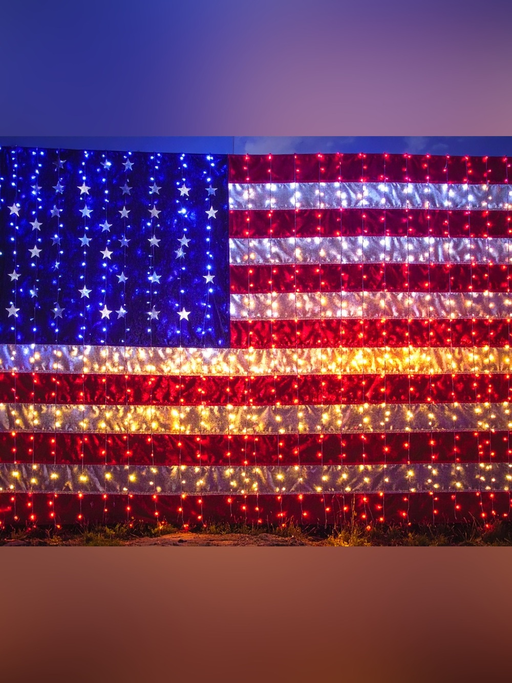 Festive American Flag LED Curtain Light Panel - Red, White & Blue
